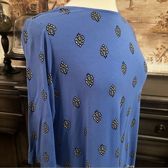 J Jill Tunic Top Blue Paisley Trim Stretchy size Small - Picture 5 of 9